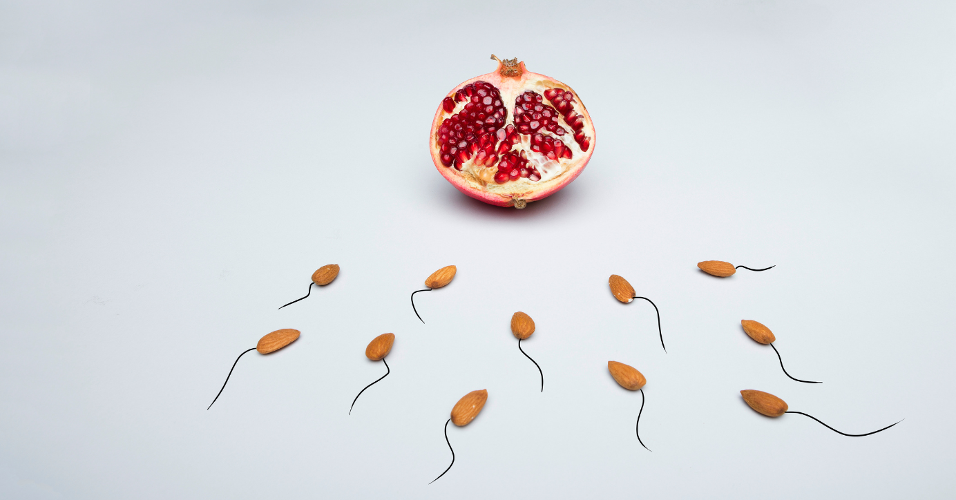 Granatapfel mit Spermien aus Mandeln