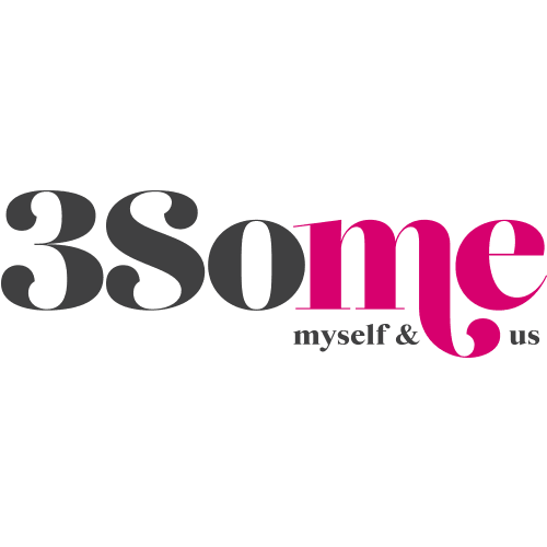 3Some Logo in Schwarz und Pink, stilvoller Schriftzug für Erotikshop, sexuelle Vielfalt