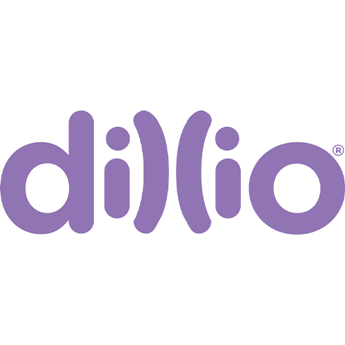 Lila Schriftzug 'dillio', stilisiertes Logo aus dem Erotikshop-Sortiment