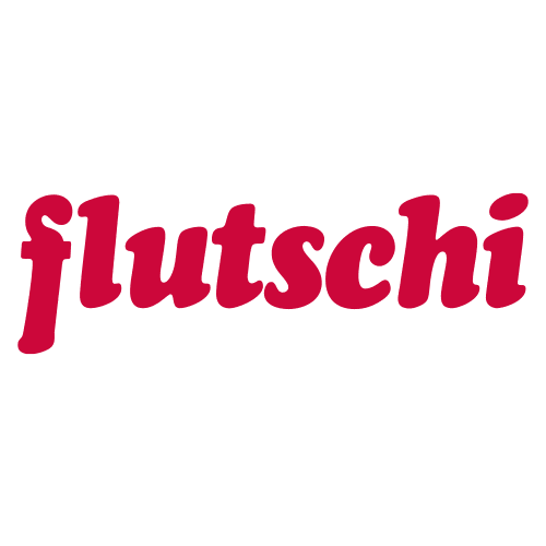 Rotes flutschi Logo, Symbol für Gleitgel und Intimzubehör auf transparentem Hintergrund