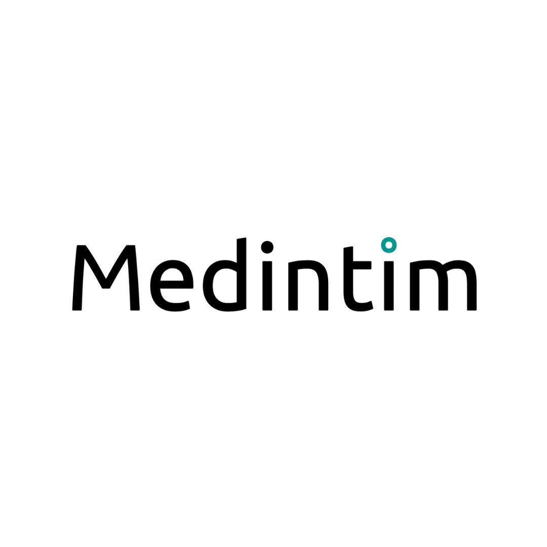 Modernes Medintim Logo auf weißem Hintergrund, Sexshop Sortiment für Liebesleben