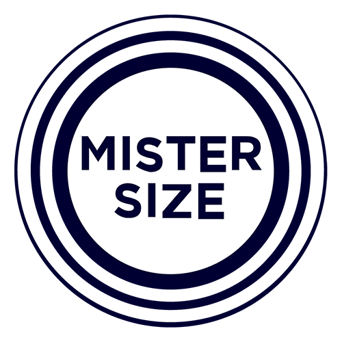 Logo mit Kreis und Text 'Mister Size', geeignet für erotische Produkte und Zubehör