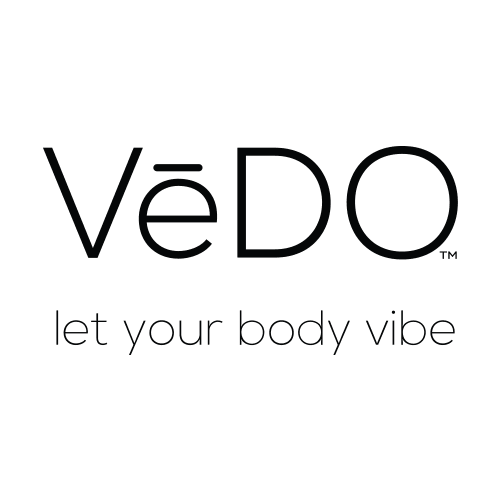 VeDO Logo mit Slogan let your body vibe, stilvolles Design für Erotikshop Kategorie Vibrator und Zubehör