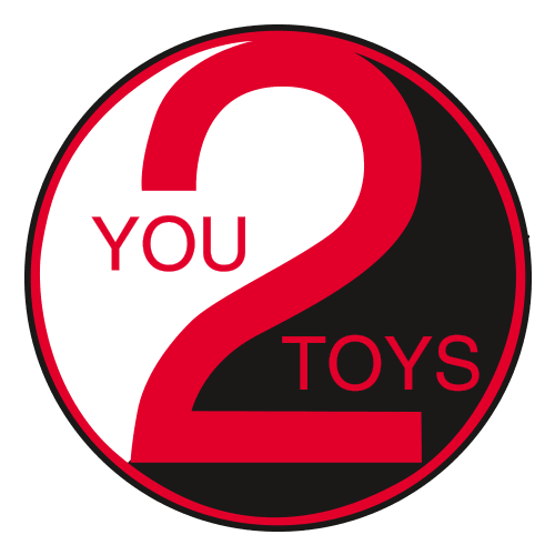 You2Toys Logo, großes rotes 2, schwarzer Hintergrund, Erotikartikel Kategorie