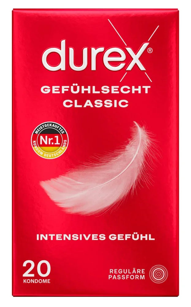 Durex "Gefühlsecht Classic" natural rubber latex condoms (Ø 56 mm/20 pcs.)