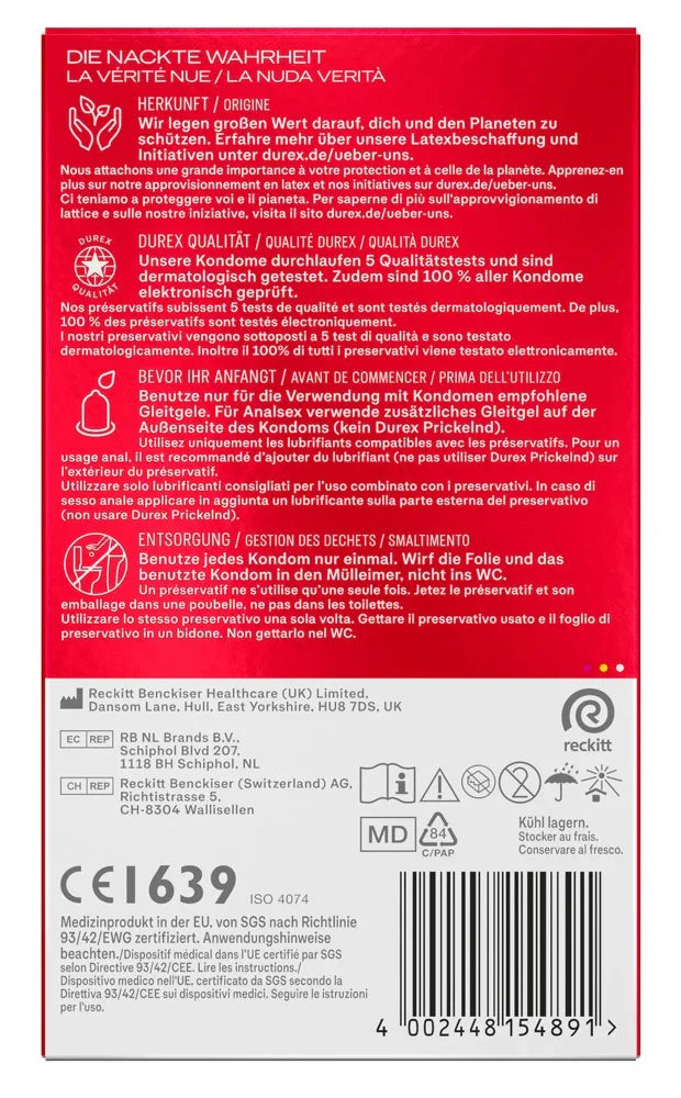 Durex "Gefühlsecht Classic" natural rubber latex condoms (Ø 56 mm/20 pcs.)