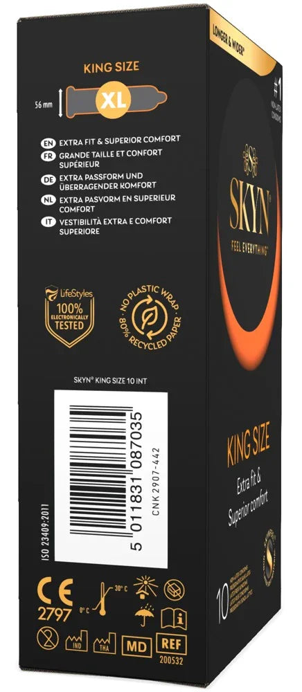 3-pack "King Size" XXL condoms - latex-free & vegan (Ø 56 mm/3x10 pcs.) by SKYN