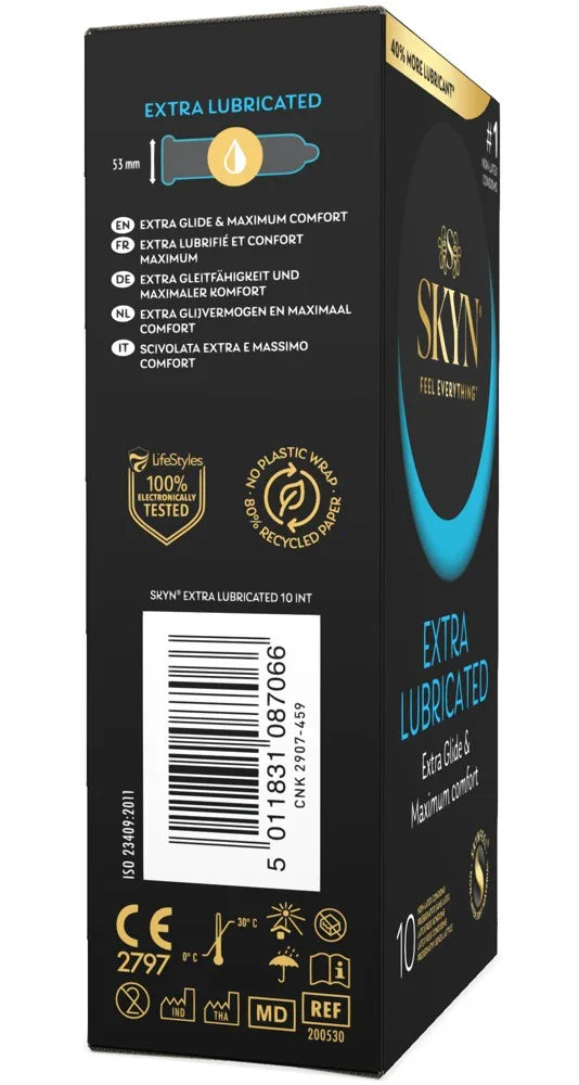 3-pack condoms "Extra Lubricated" - Extra moist & vegan (Ø 53 mm/3x10 pcs.) by SKYN