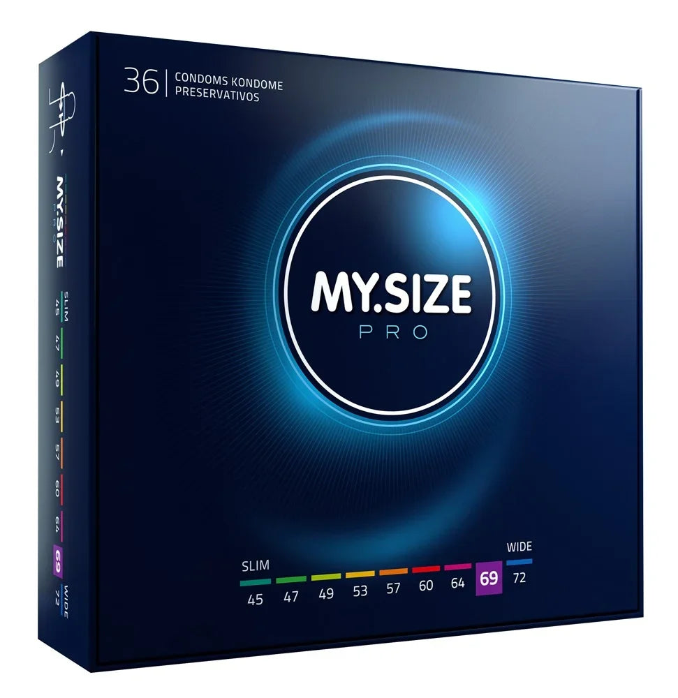 MY.SIZE PRO Kondome 36 Stück, verschiedene Größen von Slim 45 bis Wide 72, diskret verpackt