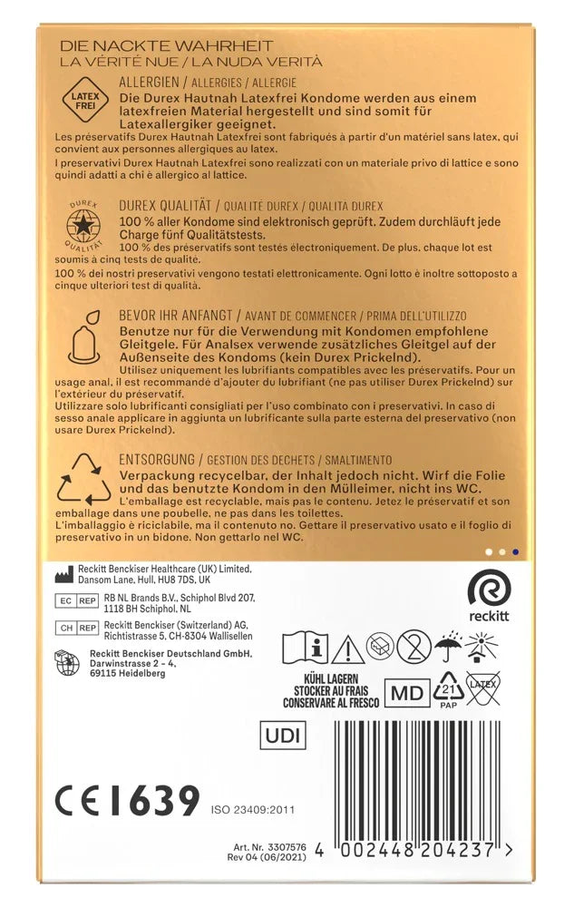 Condoms "Hautnah Latexfrei" Polyisoprene (56 mm/16 pcs.) by Durex