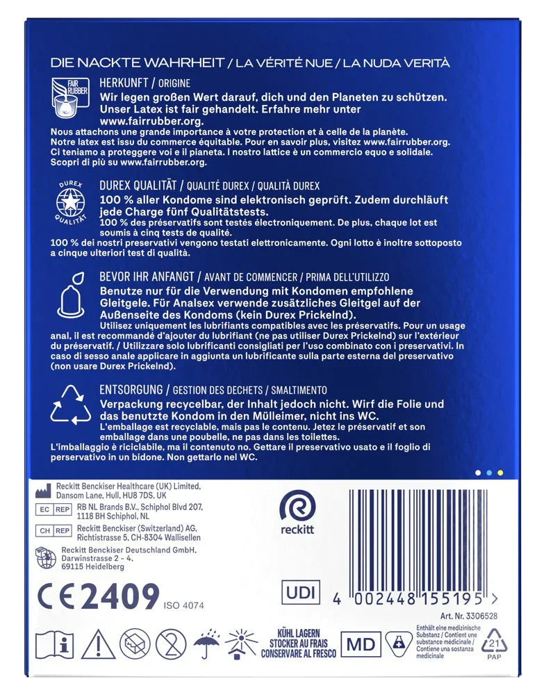 Kondome "Performa" Naturkautschuklatex - Verzögernd (56 mm/40 Stk.) von Durex