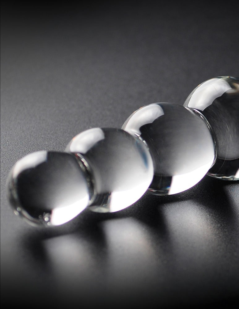 Glass Dildo "No. 2" with Intensive Bead Structure - Handmade Dildo 20.5 cm (Transparent)