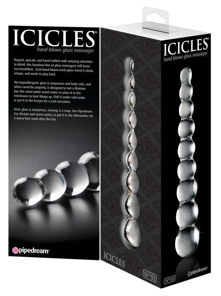 ICICLES Glas-Massager Nr. 02 – handgeblasen, hypoallergen, für intensive Empfindungen