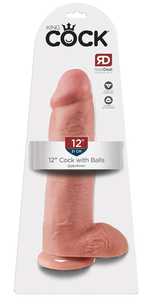 Realistischer Dildo mit Saugfuss "12" Cock with Balls" - 30.5 cm (hautfarben hell)