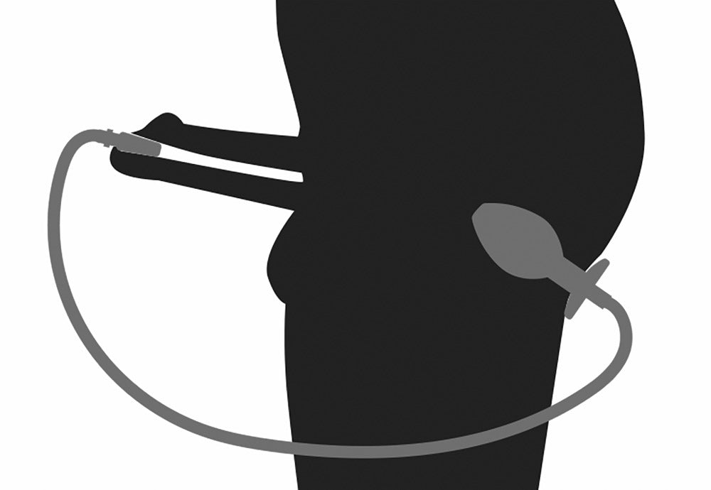 Plug pénien / plug anal « Piss To Ass Plug » en silicone et acier inoxydable (argent)