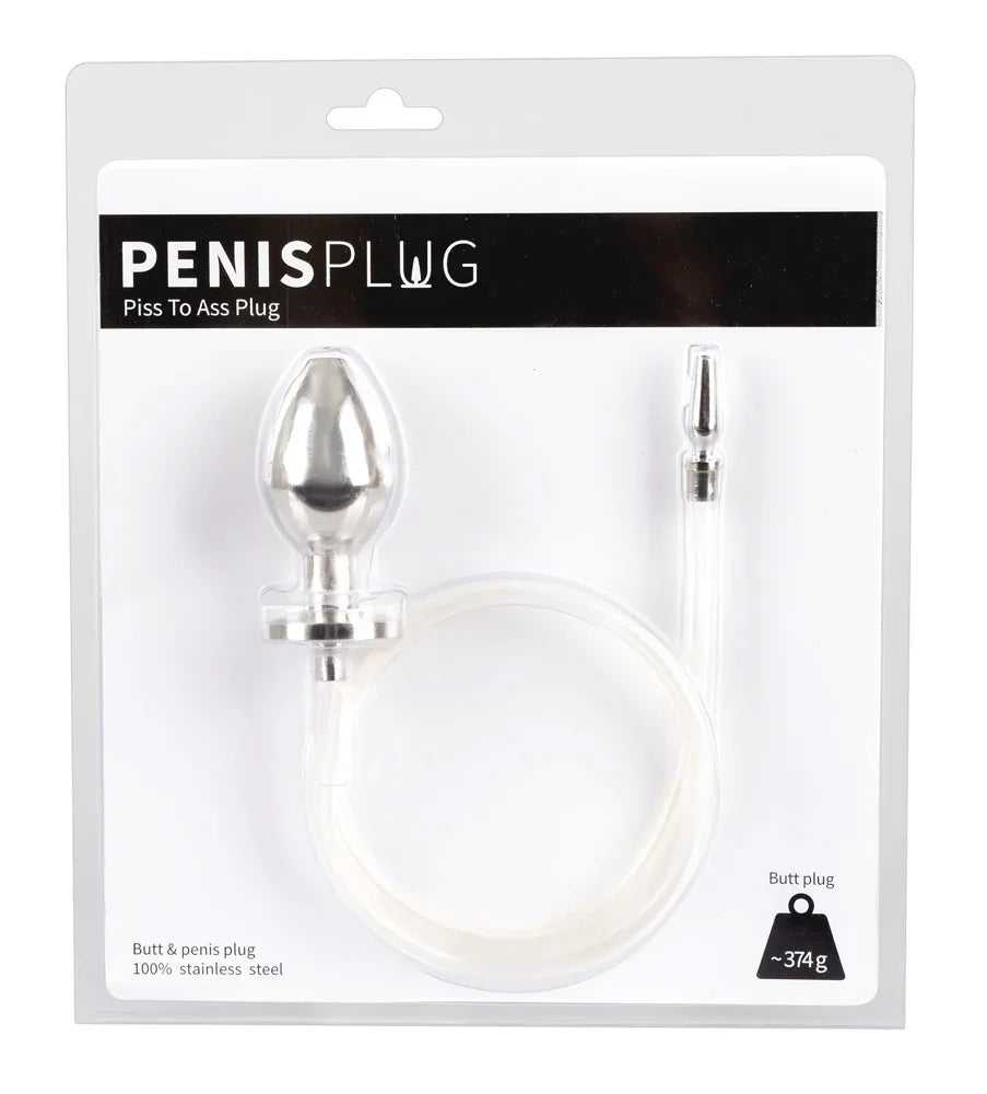 Penisplug / Analplug "Piss To Ass Plug" aus Silikon & Edelstahl (silber) - loveiu.ch