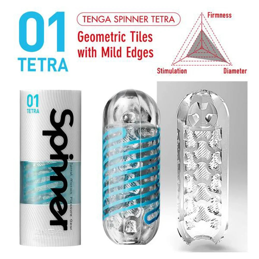 Masturbator "TENGA Spinner 01 TETRA" mit Saug- und Dreheffekt (blau) - loveiu.ch