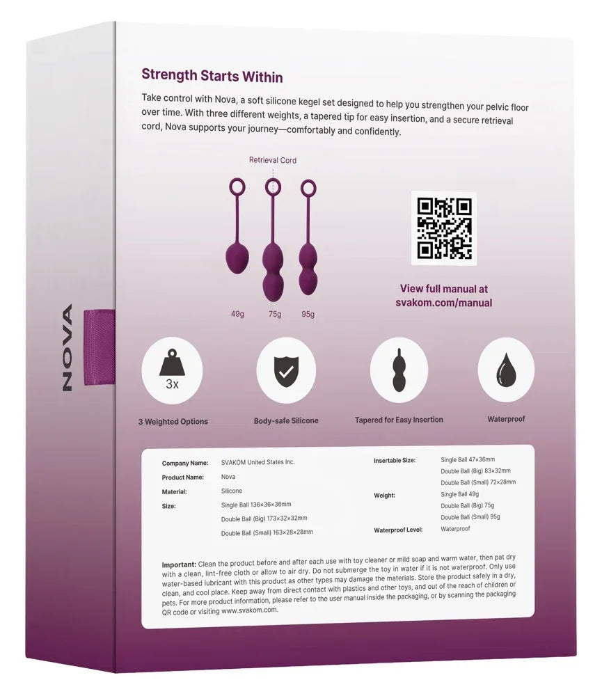 Nova Kegel-Trainingsset aus weichem Silikon mit 3 Gewichten, wasserdicht und sicher zur Beckenbodenstärkung