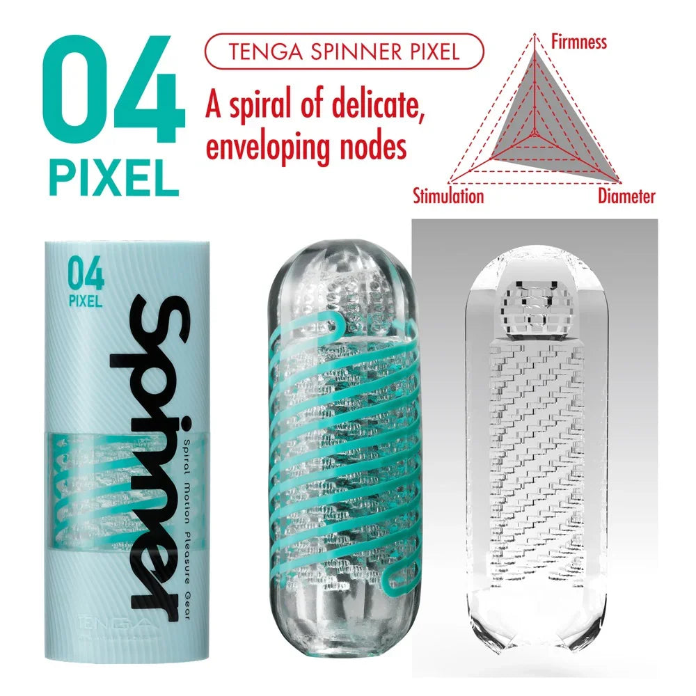 Masturbator "TENGA Spinner 04 PIXEL" mit Saug- und Dreheffekt (blau) - loveiu.ch