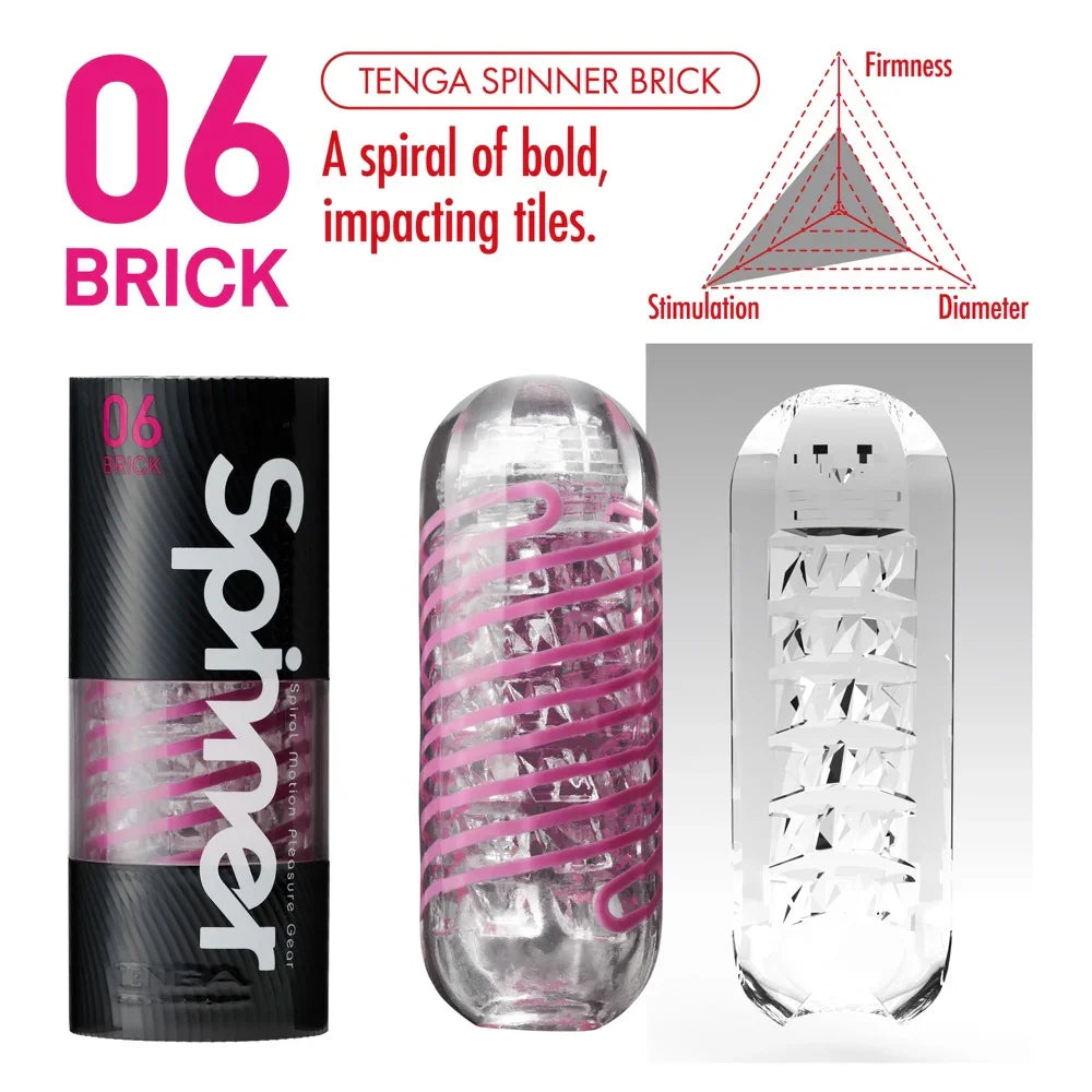 Masturbator "TENGA Spinner 06 BRICK" mit Saug- und Dreheffekt (rosa) - loveiu.ch
