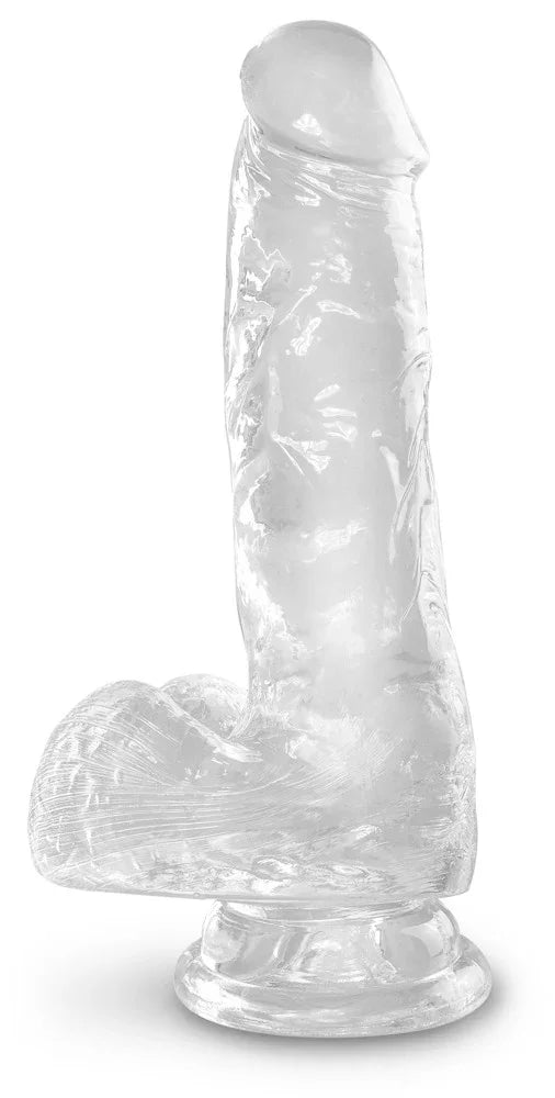 Naturdildo „Cock with Balls 6‘‘“ – mit Hoden 17,8 cm (transparent) - loveiu.ch