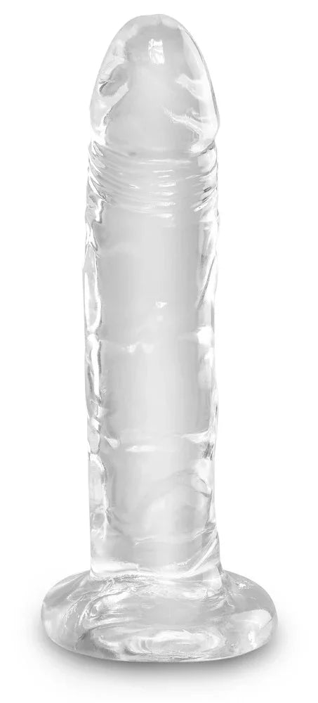 Transparenter Dildo mit Saugnapf und texturierter Oberfläche für intensives Vergnügen