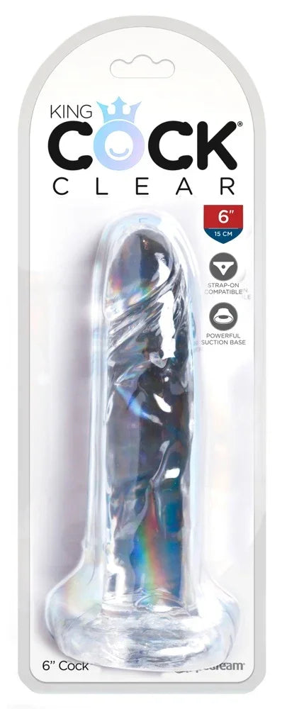 Transparenter 6-Zoll-Dildo mit Saugnapf und Strap-on-Kompatibilität für erotisches Vergnügen