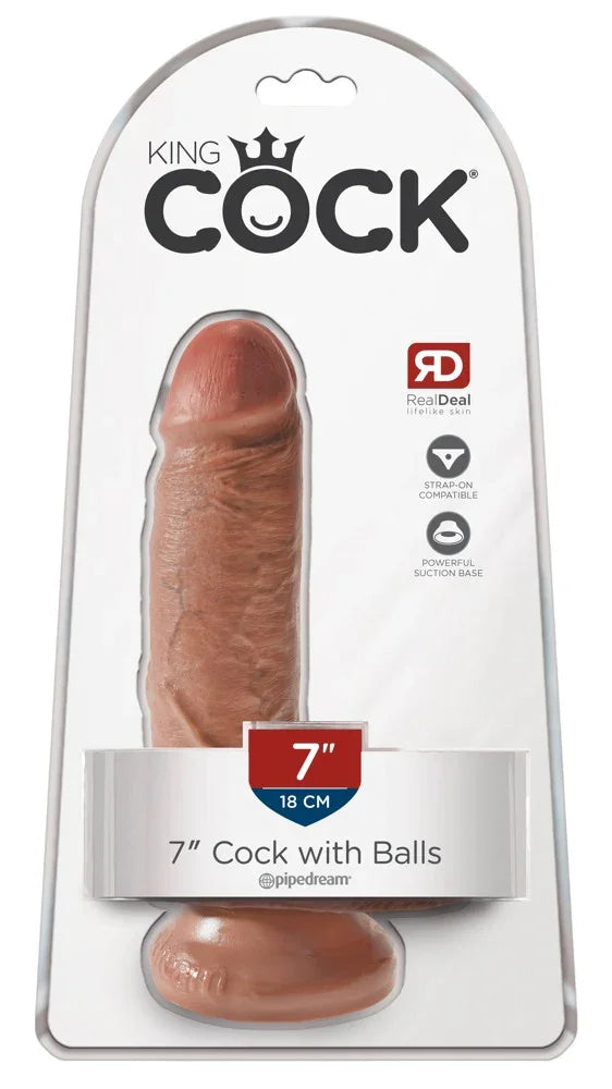 Realistischer Dildo mit Saugfuss "7" Cock with Balls" - 17.8 cm (braun) - loveiu.ch