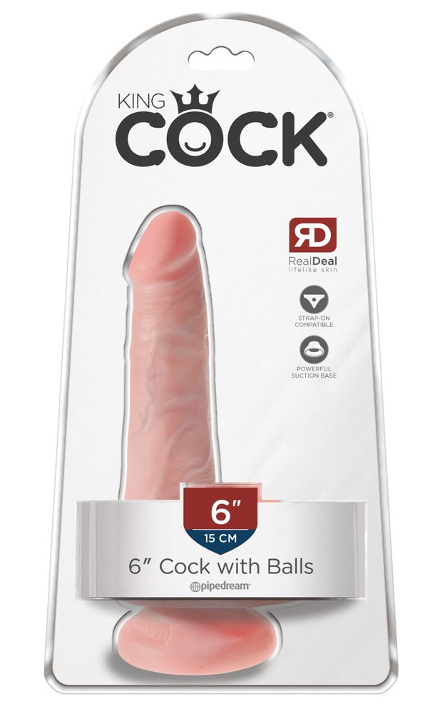 Realistischer Dildo mit Saugfuss "6" Cock with Balls" - 15.2 cm (hautfarben)