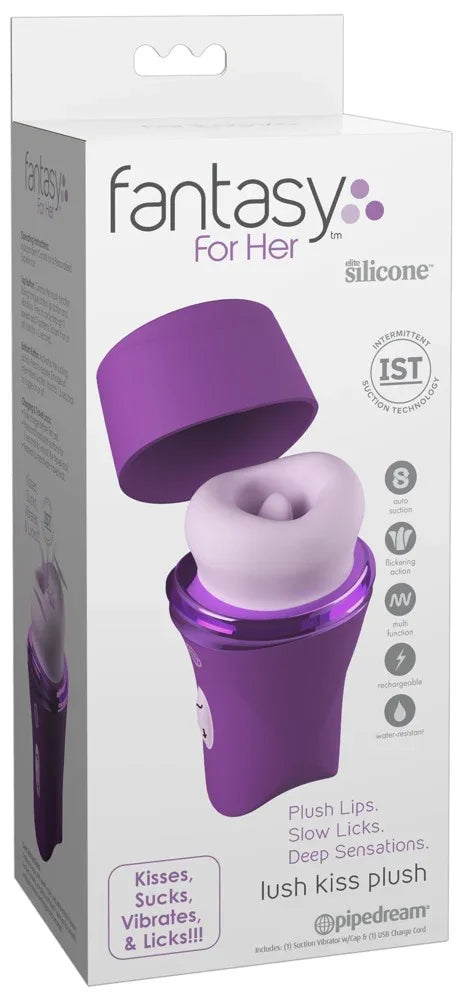 Lila Vibrator mit Saugfunktion und Gleitgel – Fantasy For Her, wasserdicht & aufladbar