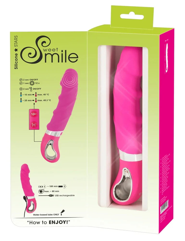Vibrator „Warming Soft“ aus Liquid-Silikon mit Heizfunktion – 22,8 cm (Pink)