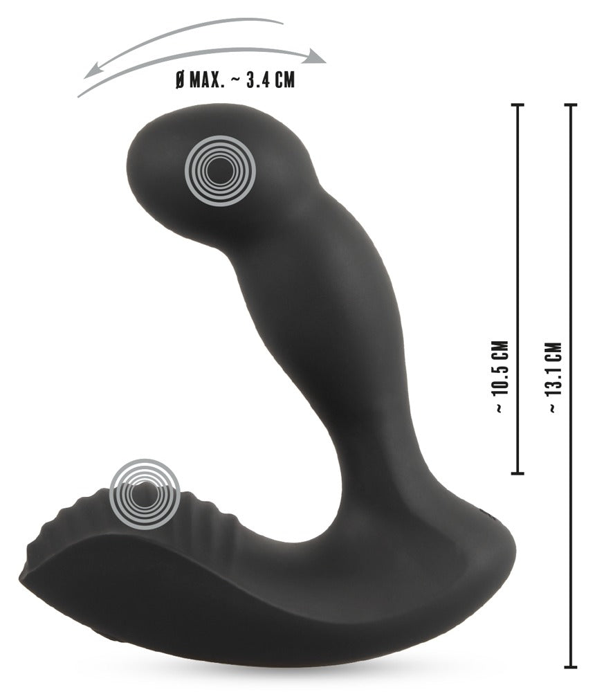 Silicone Prostate Vibrator "RC Prostate Massager" - with 2 Motors Ø 3.4 cm (black)