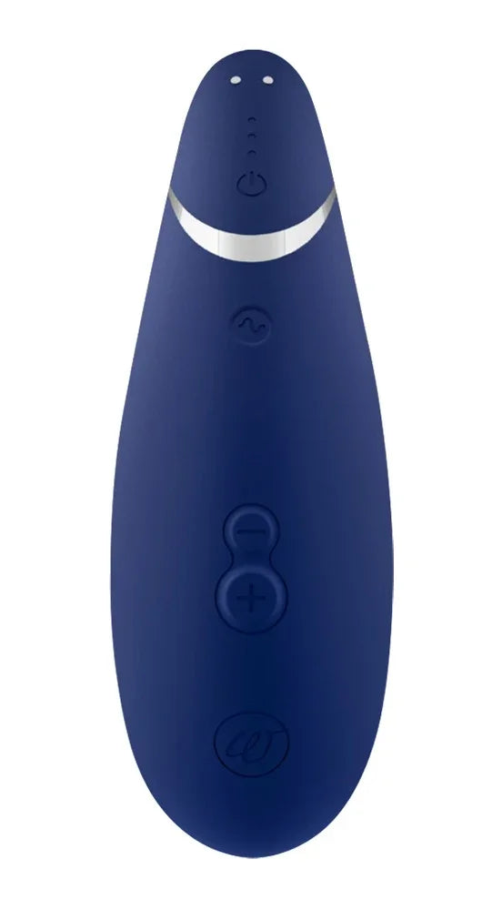Blauer Vibrator mit Silberakzenten und Bedienelementen für intensives Vergnügen