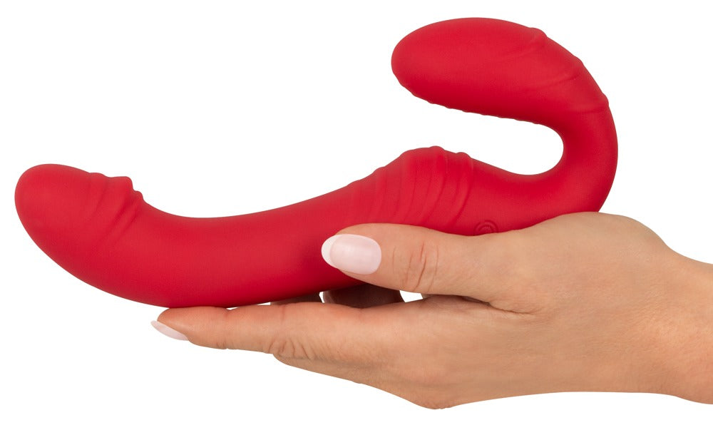 Vibromasseur « RC Strapless Strap-On 3 » en silicone - avec double vibrateur 19,1 cm (rouge)