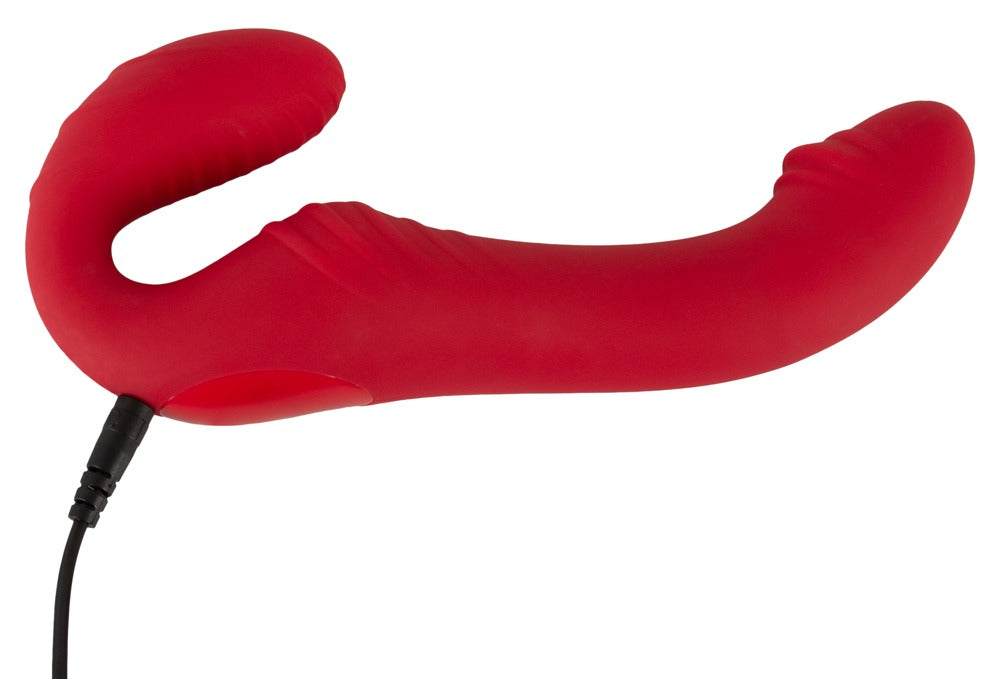 Vibromasseur « RC Strapless Strap-On 3 » en silicone - avec double vibrateur 19,1 cm (rouge)