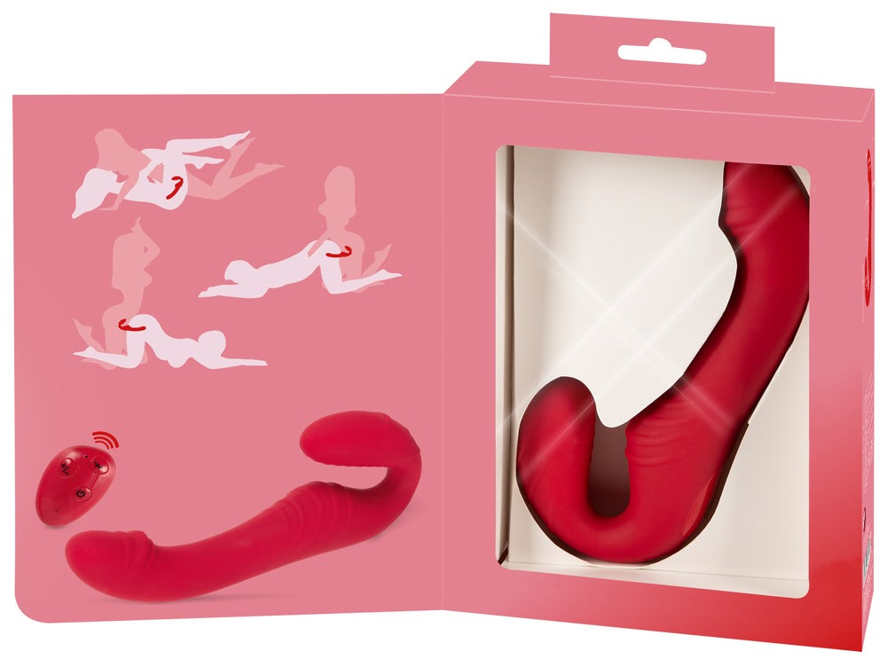 Vibromasseur « RC Strapless Strap-On 3 » en silicone - avec double vibrateur 19,1 cm (rouge)