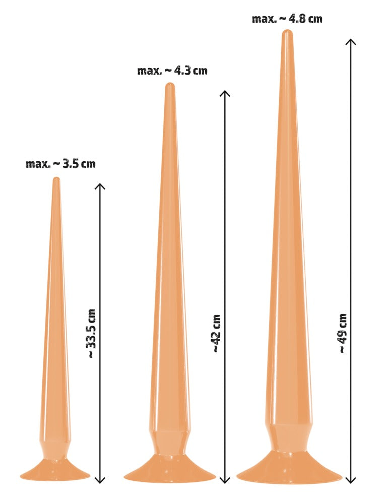 Analplugs / Analschlangen XXL "Super Long Flexible Butt Plug" mit Saugfuss im 3er Set (hautfarben hell)