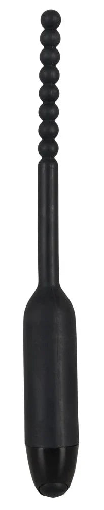 Schwarzer Vibrator mit Perlenkette für intime Stimulation