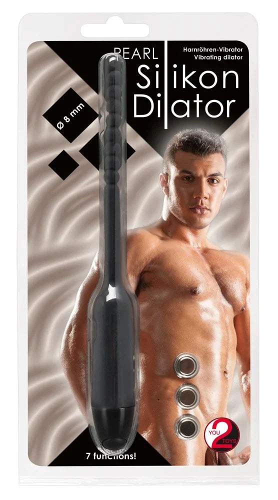 Schwarzer Silikon-Vibrator mit 7 Funktionen, Ø 8 mm, für anale Stimulation – diskret verpackt
