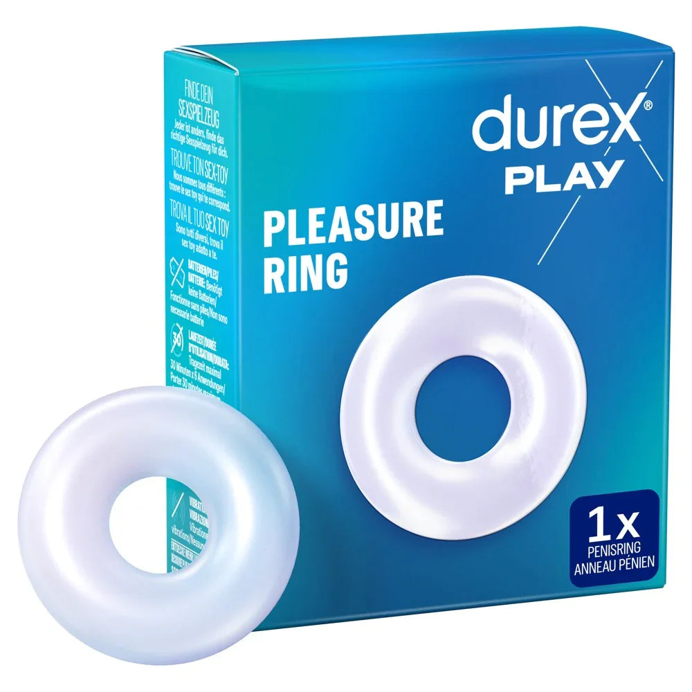 Durex Play Penisring in transparenter Ausführung, Verpackung blau, Erotikspielzeug für Paare