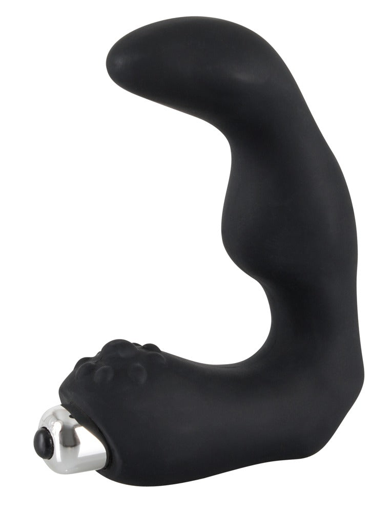 Silicone prostate vibrator - with vibrating egg Ø 3.3 cm (black)