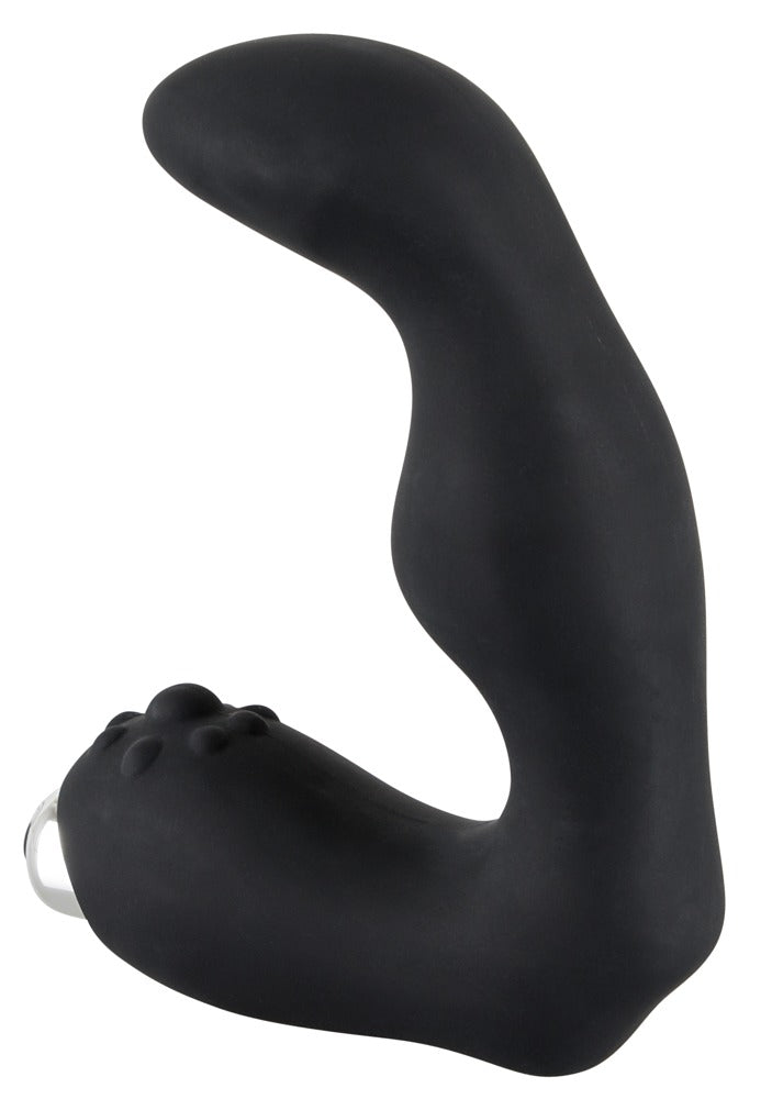 Silicone prostate vibrator - with vibrating egg Ø 3.3 cm (black)