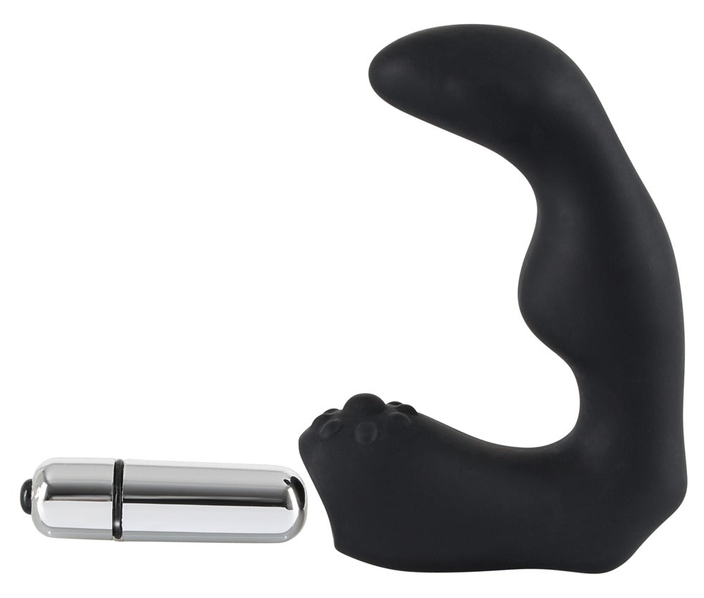 Silicone prostate vibrator - with vibrating egg Ø 3.3 cm (black)