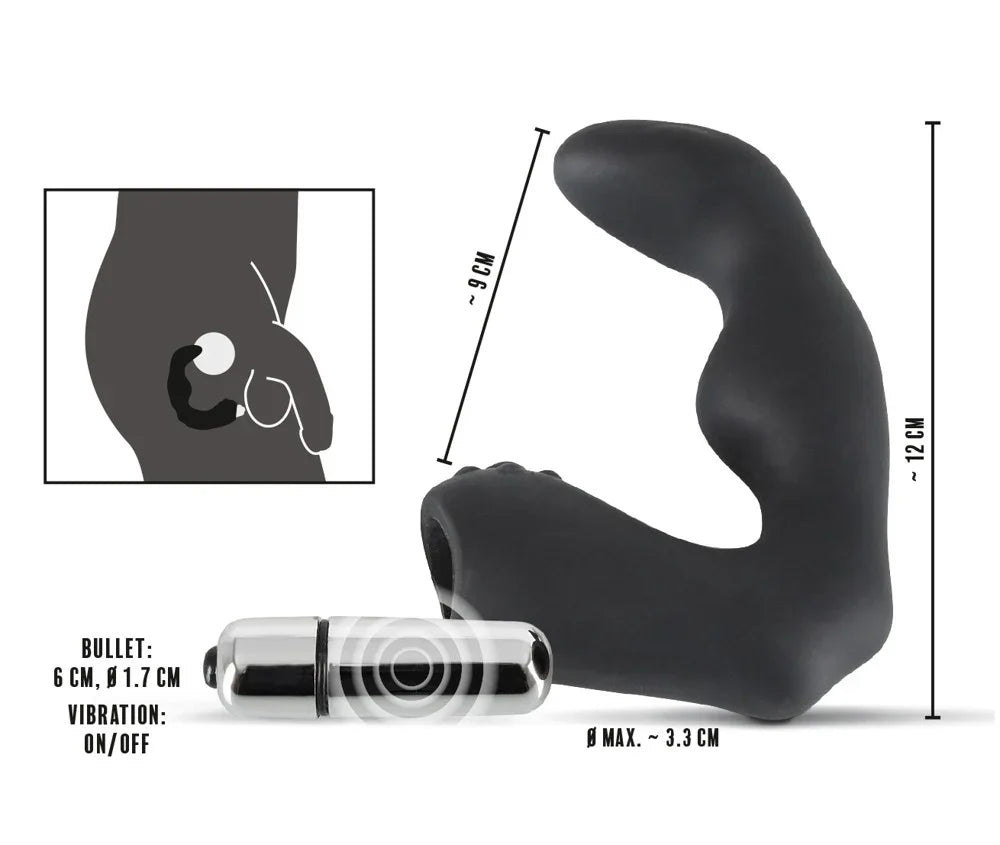 Schwarzer G-Punkt-Vibrator mit integriertem Bullet-Vibrator, 12 cm lang, für intensives Vergnügen