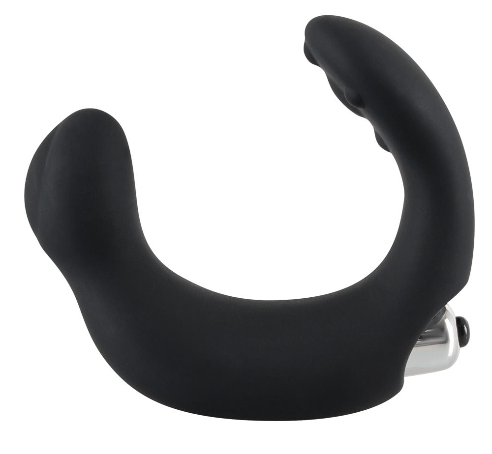 Silicone Prostate Vibrator - C-shaped Ø 3 cm (black)