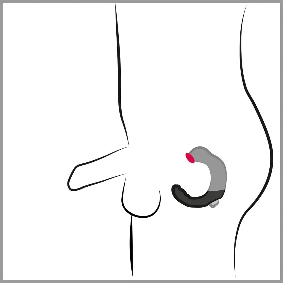 Grauer Vibrator mit rotem Akzent für intime Stimulation