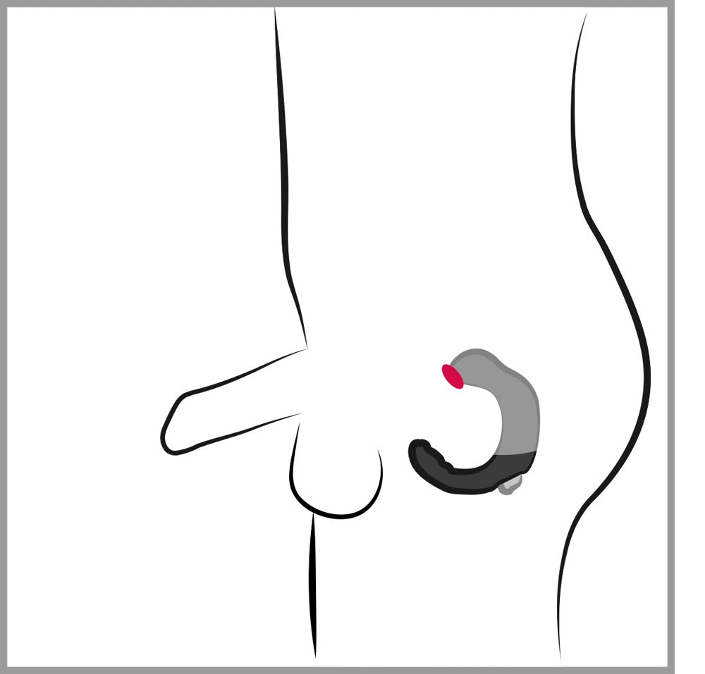 Silicone Prostate Vibrator - C-shaped Ø 3 cm (black)
