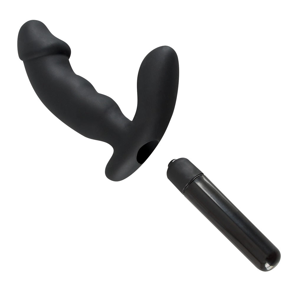 Silicone Prostate Vibrator - Acorn Tip Ø 3.3 cm (Black)