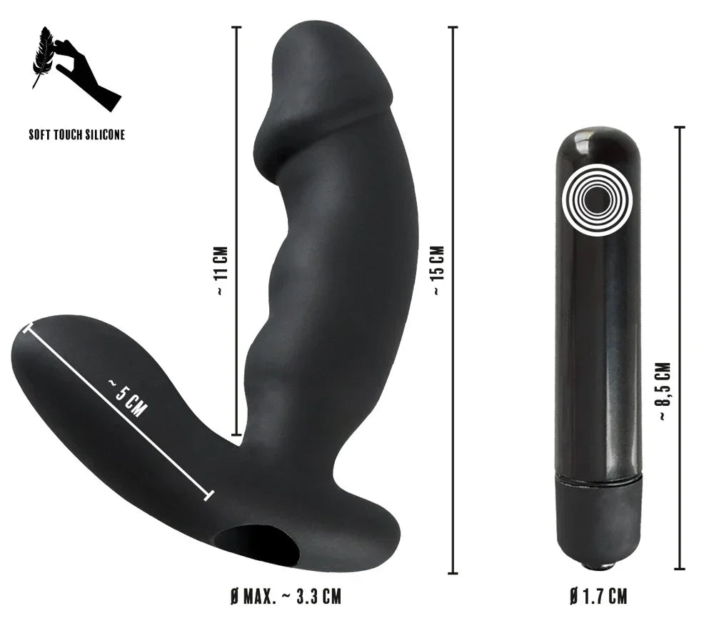Schwarzer Silikon-Dildo mit Saugnapf und Fernbedienung, weiches Material, Maße inklusive