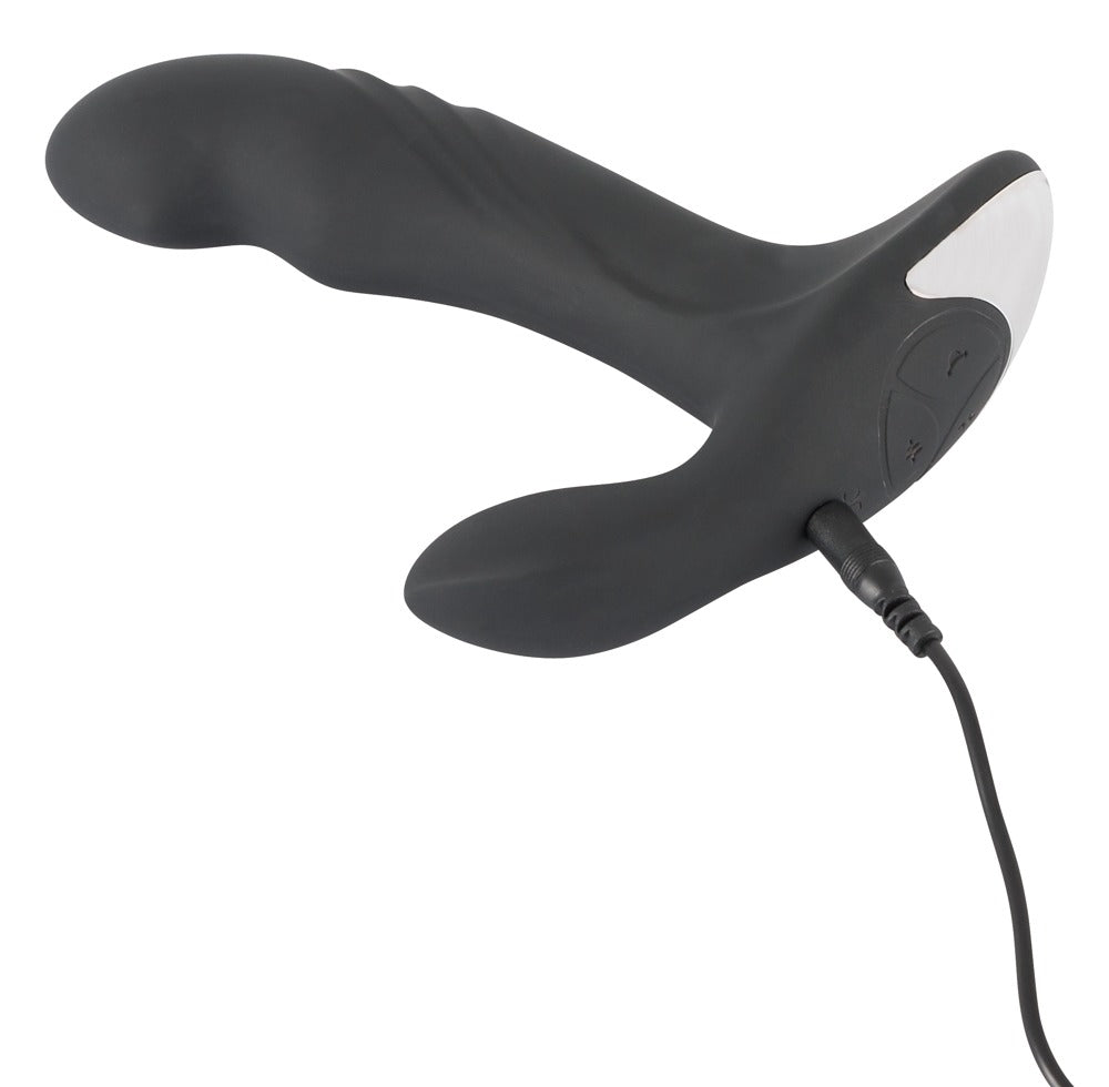 Silicone Anal Vibrator "Plug 3 Functions" - with Rotation & Pulsating Function Ø 3.4cm (Black)